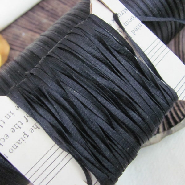 3mm Black Flat Waxed Braided Woven Tape Ribbon for Jewelry Trim Cord String Shoe Laces - 5 -10 -25 Yards - More available