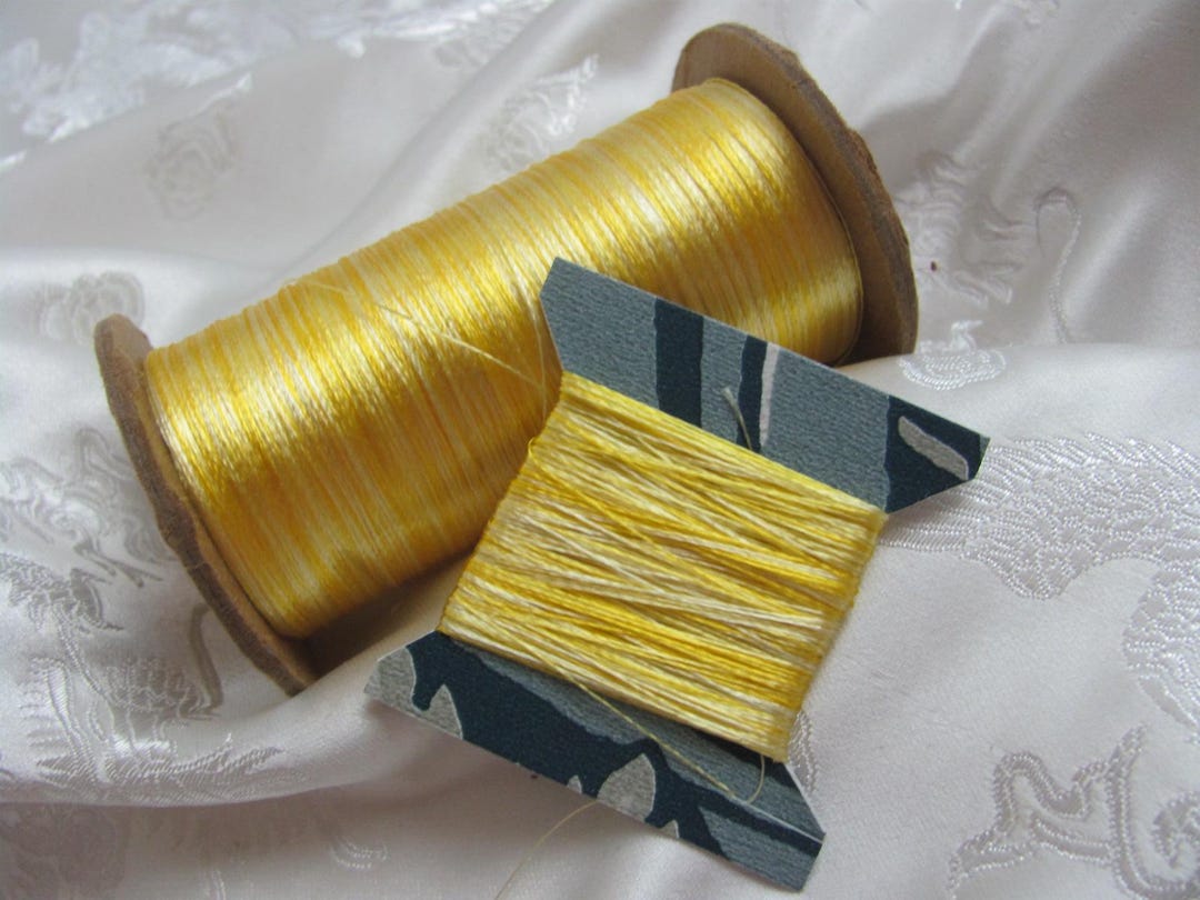 Real Silk Thread Silk Thread // Sewing Embroidery Threads Real Silk // Variegated Yellow ...