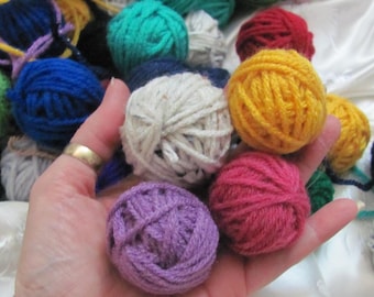 10 Yard Each Yarn Balls *No duplicates* // Assorted Colors Mostly Acrylic Cotton Wool Blends Scraps Remnants Destash // Your choice how many