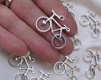 Bicycle Charm Silver Tone 10 Pieces 14mm - More available