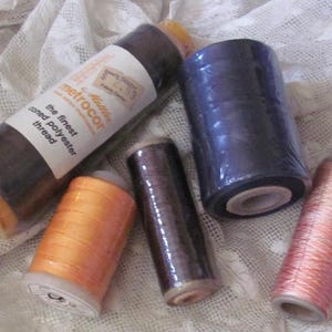 Lot of 5 Spools Cones Thread - Machine Cotton Polyester // Assorted Colors Lengths Vintage  New Unused Unbranded