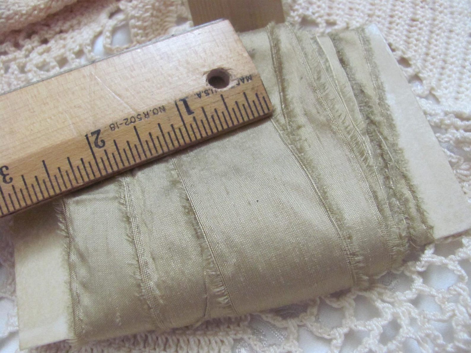 Beige Raw Dupioni Silk Hand Torn Strips Ribbon Frayed Edge Fabric 30mm ...