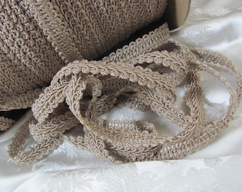 Beige snirklad gimpvävd kant i bomullsacetat Conso C12 - 1/2" tum 12 mm bred - 10 yards eller mer - Andra färger tillgängliga!