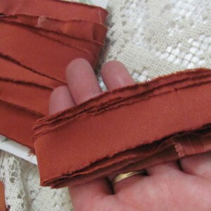 Dark Rust Silk Hand Torn Strips Ribbon Frayed Edge Fabric 22mm X 54 ...