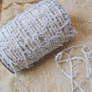Vintage Off White Button Elastic Loop Wedding Dress Sewing Trim 1&quot; Inch Loop Increments  - 3 Yards Each - More Available