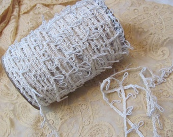 Vintage Off White Button Elastic Loop Wedding Dress Sewing Trim 1" Inch Loop Increments  - 3 Yards Each - More Available