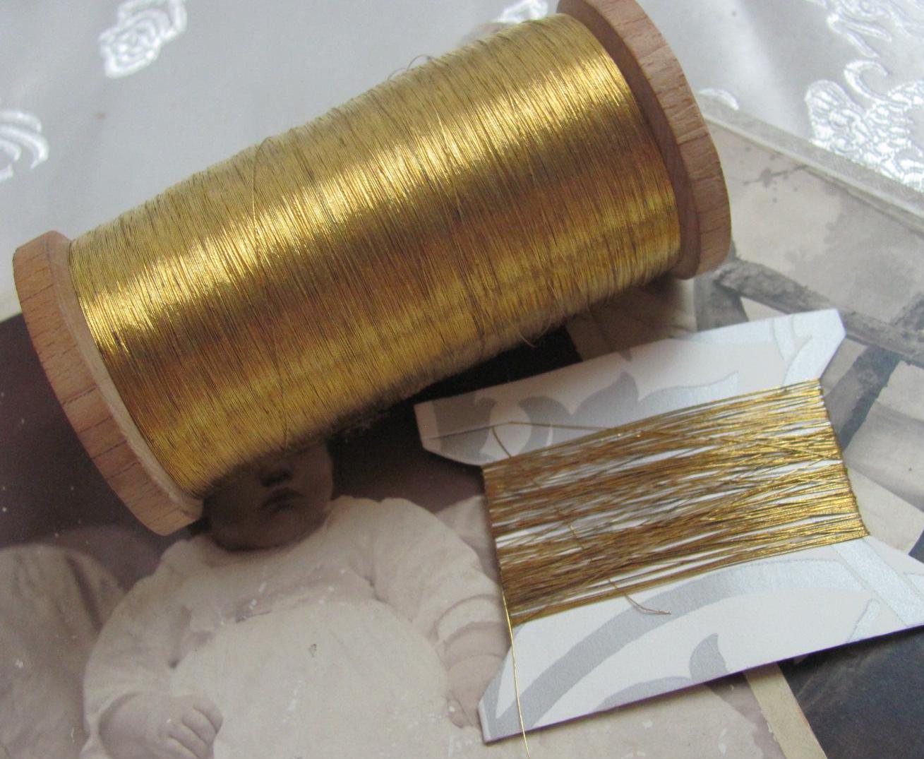 Fine Gold Real Metal Thread - Antique French France Early Century - 10 ...