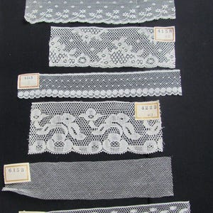 Salesman Samples Antique Vintage Lace Lot of 6 Pieces // Early Century French France Delicate Small Scale Sewing Trims Laces
