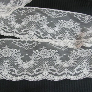 Spitze Vintage Extra Breit Off White Floral Scallop Tüll Spitze - 5 Zoll 12 cm Breit - 3 - 5 Meter oder mehr - viele weitere zur Auswahl in meinem Shop
