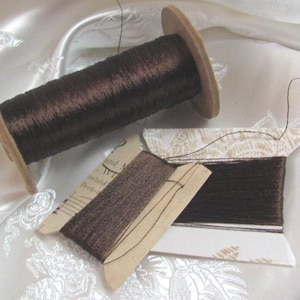 Silk Thread // Vintage Embroidery Sewing Threads Real Silk /// Dark Brown 20 40 60 yards // 80 Colors Available *Free letter rate shipping*