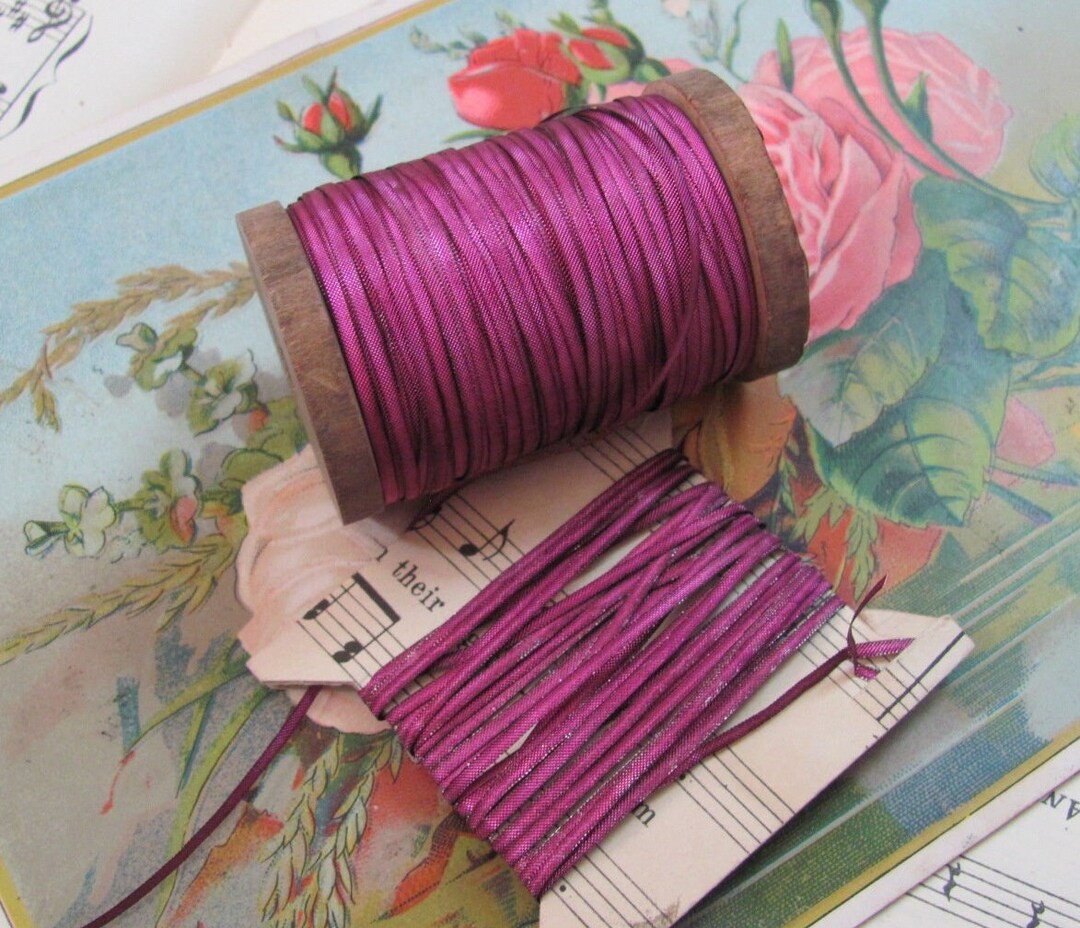 Pink Ribbon Metal Pink Real Metal Thread Ribbon Flat Textured Embossed Bullion Tinsel ...