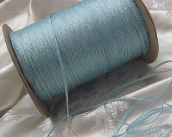 Mokuba Knitting Tape 2mm // Light Blue Sparkly Woven Satin Double