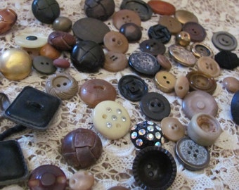 Buttons Lot of 58 Assorted Antique Vintage Bakelite Vegetable Metal Plastic Buttons