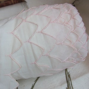 Vintage White Fabric Scallop Pink Edge Lace Trim - 1.5&quot; Inch 40mm Wide - 3-5-10 Yards Each or more