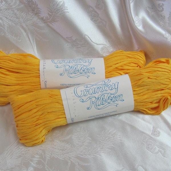 2 Skeins - 100% Cotton Crystal Palace Skein Yarn Country Ribbon Twill Tape - 50g 81 yards - Yellow 891  Price is per 2 skeins