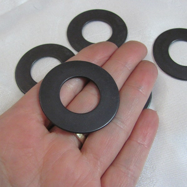 40mm Black Metal Washers Blanks Hardware (12 pieces)  1.5" Inch for Stamping Jewelry  Harness Macrame O Ring