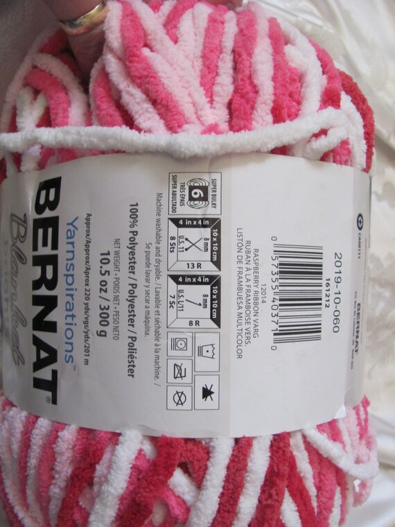 Bernat Blanket Brights Chenille Crochet Knitting Yarn Large Skein Bulky 10.5oz 300g Pinks Raspberry Ribbon 12014 Etsy