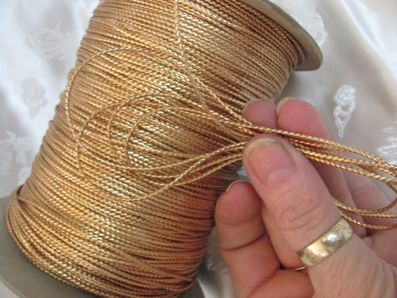 Gold Metallic Braided Woven Cord Christmas Crafts Gift Wrap Vintage // 5 10  25 Yards More Available 