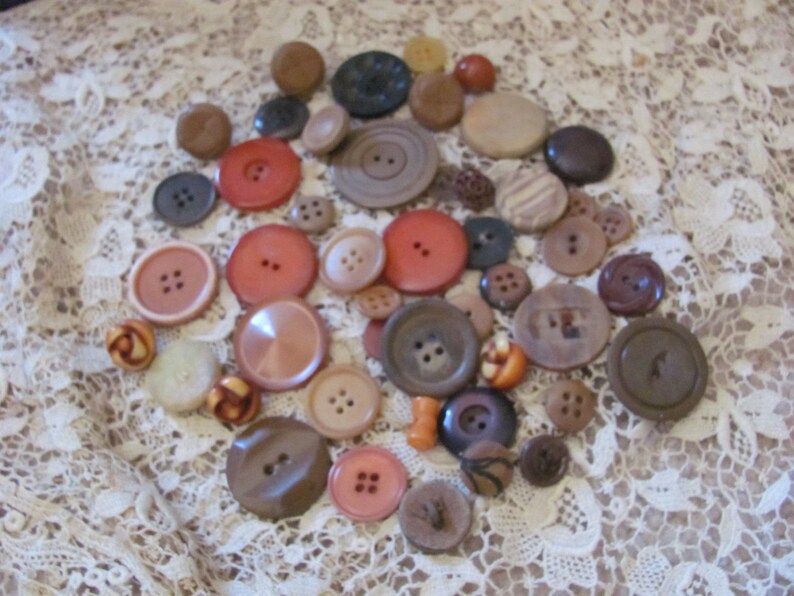 Buttons Lot of 46 Assorted Antique Vintage Bakelite Vegetable Plastic Buttons image 2