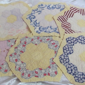 Vintage Antique Handmade Quilt Square Panel Piece 10&quot; or 25cm each *YOUR CHOICE* Worn Used Loved Tattered for crafts sewing