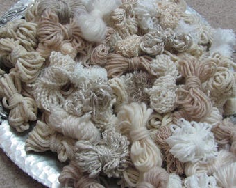 25-50 Yarn Bundles *No duplicates* // Assorted White Ivory Natural Colors Sampler Fancy Premium Hand Spun Wool Acrylic  YOUR CHOICE QUANTITY