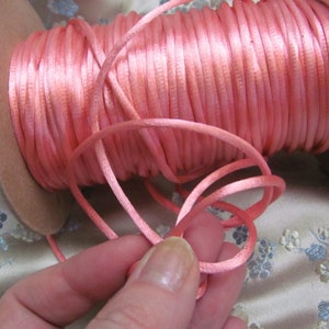 Vintage Pink Satin Rat Tail Cord Sewing Trim 3mm 1/8&quot; Inch Extra Fancy - 10 Yards - More available and many more colors!!