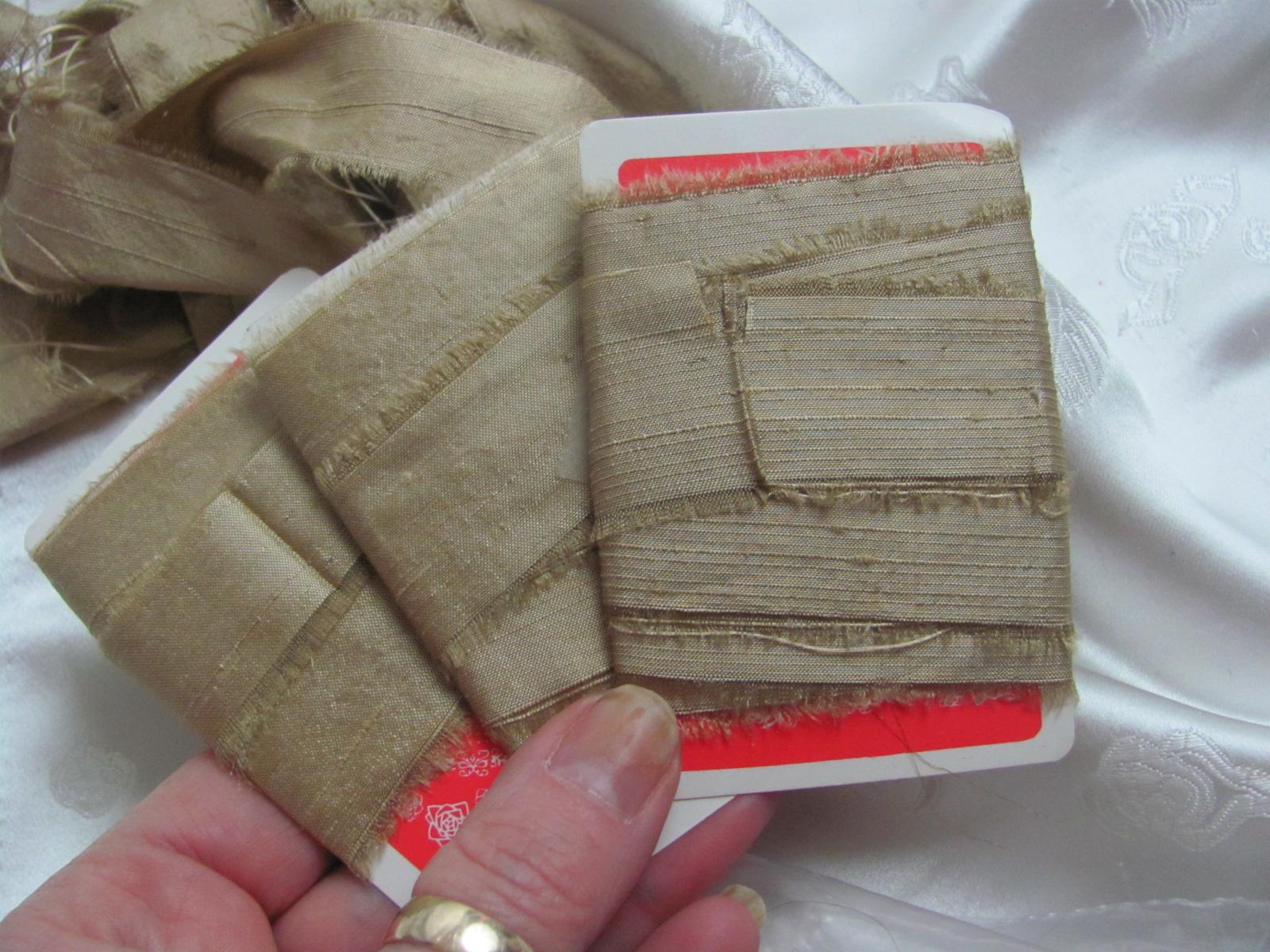 Beige Raw Dupioni Silk Hand Torn Strips Ribbon Frayed Edge Fabric 30mm ...
