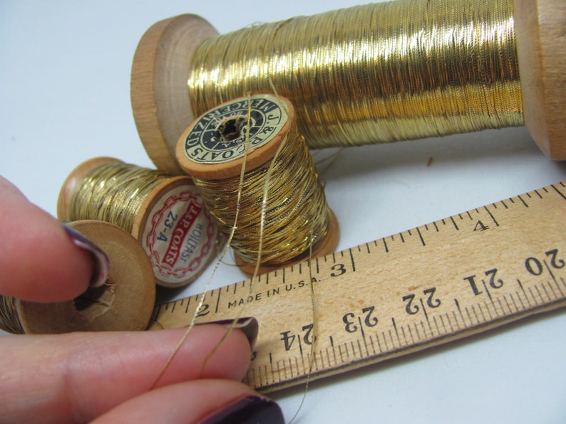 Fine Gold Real Metal Thread Antique French Early Century 10 or 25 yards per Many other types in my shop and more available image 5