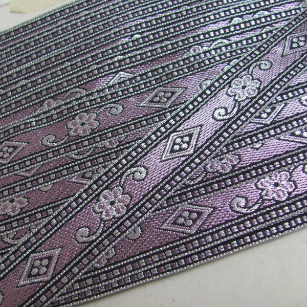 Lavender Silver & Black Metallic Jacquard Brocade Woven Trim Tape Fabric Ribbon - 3/4" Inch  20mm Wide - 4.5 Yards // other types available