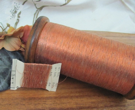 Antique French Early Century Copper 1 Ply Strong Real Metal Thread - 10+ yards per bobbin - More Available