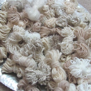 Paquetes de 25-50 hilos *Sin duplicados* // Lote surtido de colores naturales blanco marfil, muestrario de lana hilada a mano de primera calidad, acrílico, CANTIDAD A SU ELECCIÓN