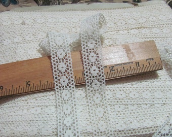 Lace Antique French Valenciennes Lace White Delicate Sewing Trim - 7/8" Inch 20mm Wide - 2 Yards each  Circa 1910's