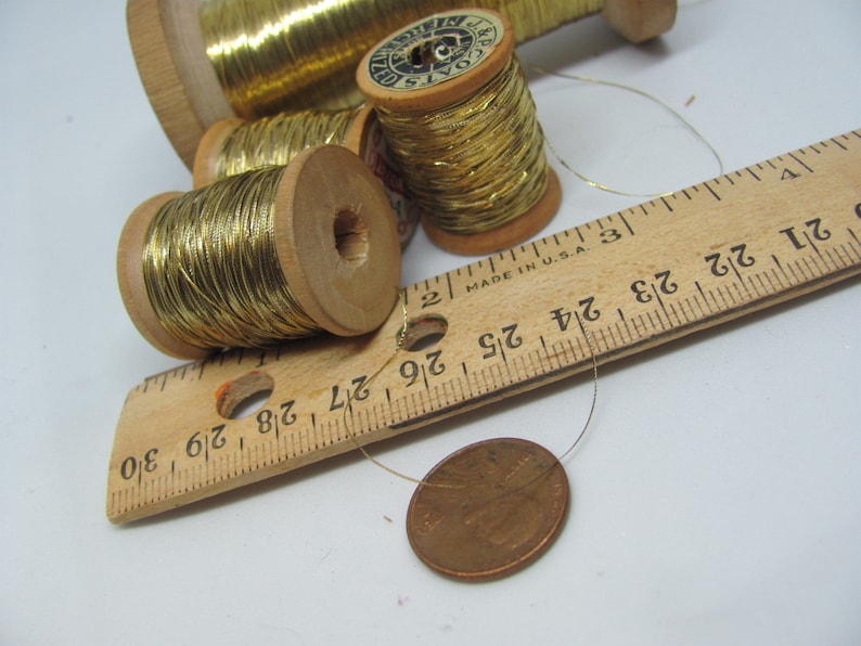 Fine Gold Real Metal Thread Antique French Early Century 10 or 25 yards per Many other types in my shop and more available image 4