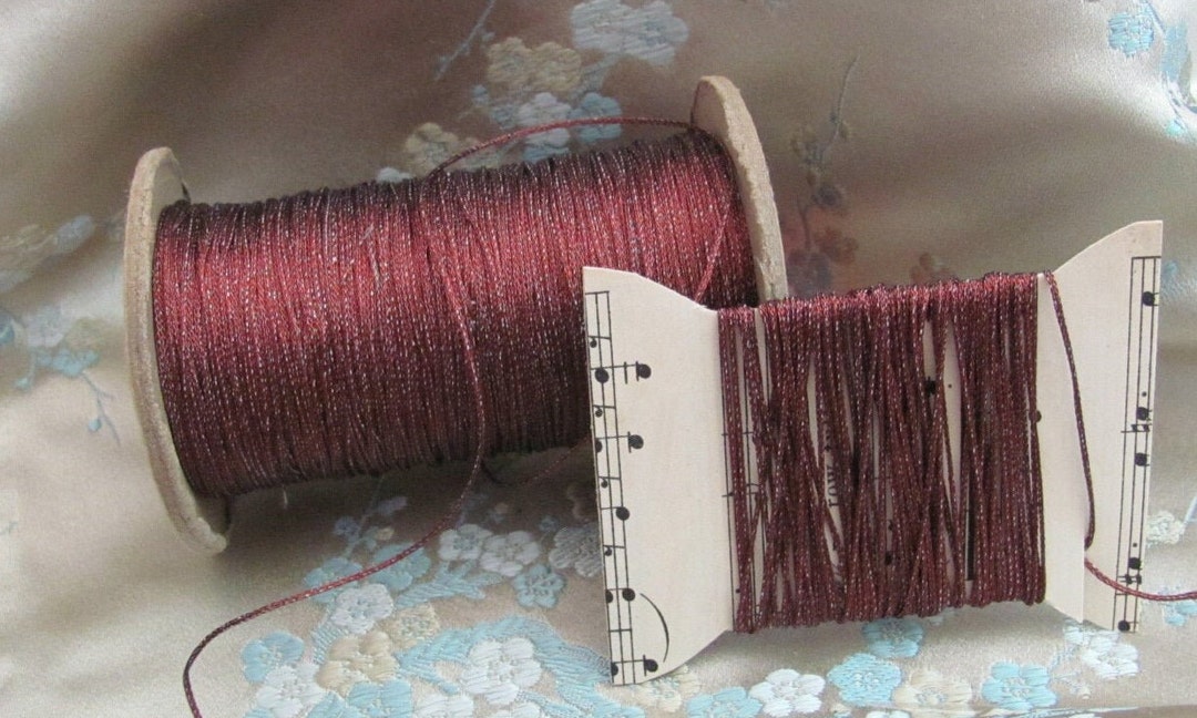 Burgundy Woven Braided Real Metal Antique Thread Floss Cord Soutache ...