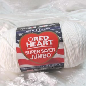 Red Heart Super Saver Jumbo 100% Acrylic Huge Yarn Skein - 14oz 396g  White E302B  0311