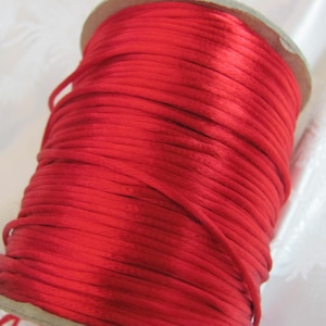 Vintage RED Satin Rat Tail Cord Sewing Trim 3mm 3/8&quot; Inch - 10 or more Yards - More available and many more colors!!