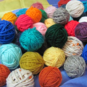 Colorful Mini Yarn Balls *No duplicates* // Assorted Colors Mostly Acrylic Cotton Remnants Destash // Your choice how many 10-25-50