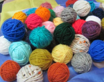 Bunte Mini-Garnbälle *Keine Duplikate* // Farblich gemischt, meist Acryl-Baumwoll-Reste, 10-25-50