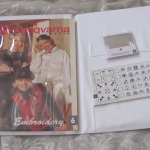 Husqvarna Sweden Embroidery Crests Card #6  Sewing Machine Viking Rose Scandinavia Iris, Orchedia Embroidery Machines