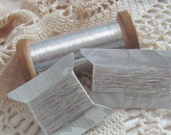 Metal Thread Antique French Early Century Silver 1 Thin Ply Real Metal Thread - 10 -25 - 50 Yard Length Each - more available