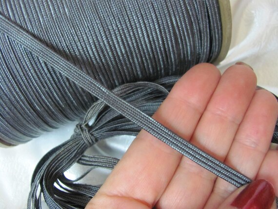 Dark Grey Gray Rayon Woven Twill Cord Trim Ribbon 3/16