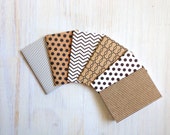 Notebooks: Small Notebooks, Christmas, Stocking Stuffer, Black, White, Brown, Mini Journals, Christmas Party Favors, 6 Tiny Journal Set T150