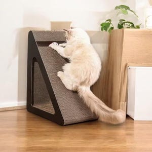 Handmade Triangle Cat Scratcher with Ball – Corrugated Cardboard Cat Toy for Indoor Cats, Kitten Scratch Pad, Sofa Protector
