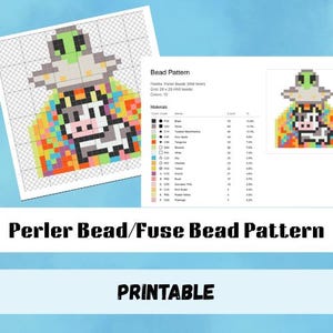 Alien Cow UFO Perler Bead Fuse Bead Pattern - DIGITAL download