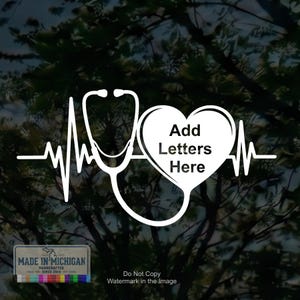 Anpassat monogram sjuksköterskeklistermärke stetoskop hjärtslag dekal personlig sjuksköterska gåva EKG hjärta vinyl laptop tumbler bilfönsterdekaler