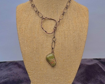 Unakite Pull Through Copper Necklace