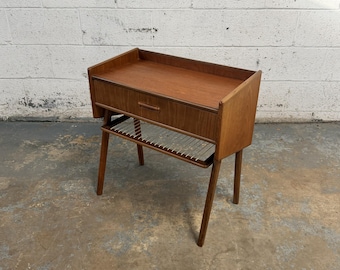Vintage Danish Modern Teak Nightstand With String Shelf, Circa 1960's Mid Century