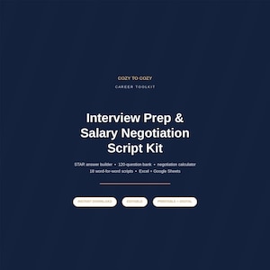 Interview Prep and Salary Negotiation Kit|Star Method Builder, Question Bank, Negotiation Scripts, Salary Calculator| Excel and Google Sheet