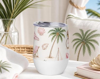 Florida Beach Wine Tumbler Coastal Girls Trip Cup Beach Vacation Gift Bachelorette Bridesmaid Tropical Travel Tumbler