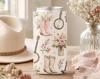 Country Bachelorette Slim Can Cooler Western Bach Party Favor Cowgirl Girls Trip Drink Sleeve Bridal Shower Gift